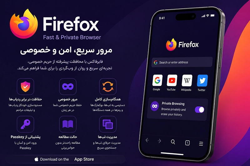 دانلود Firefox Fast & Private Browser برای iPhone و iPad firefox