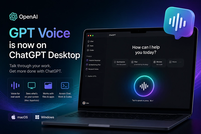 OpenAI قابلیت GPT Voice را به اپلیکیشن دسکتاپ ChatGPT آورد gpt voice