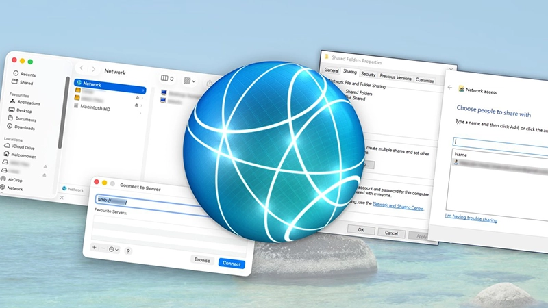 آموزش انتقال فایل بین macOS Tahoe و ویندوز از طریق شبکه mac share